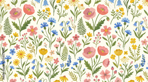 Fotografie Colorful flowers on white background.