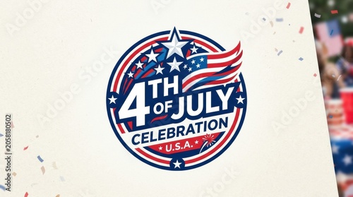 Vibrant 4th of july celebration emblem with patriotic colors
