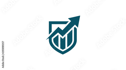 Shield with graph and arrow logo.