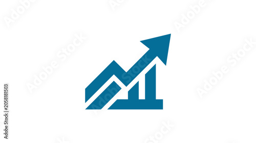 Obraz na plátne Blue graph with rising arrow symbol.