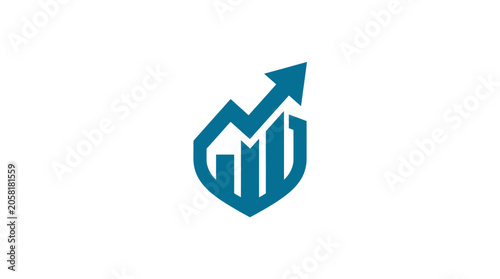 Foto Teal Shield Graph Arrow Icon.