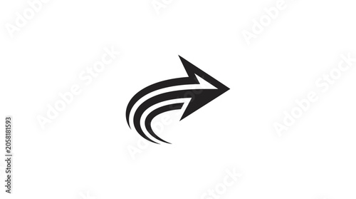 Cuadro en lienzo Black arrow icon with motion lines.