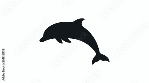Photos Black Dolphin Silhouette Swimming Ocean.