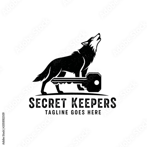 Tableau sur toile Guard wolf emblem representing trust and protection, perfect for locksmiths, private security firms, real estate, or heritage-style brands