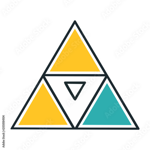 Colorful geometric triangle icon with arrow