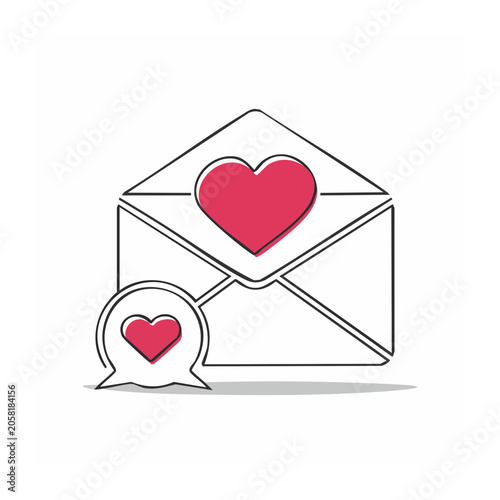 Flat design envelope with heart icon