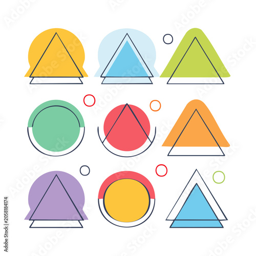 Flat design geometric shapes icon set