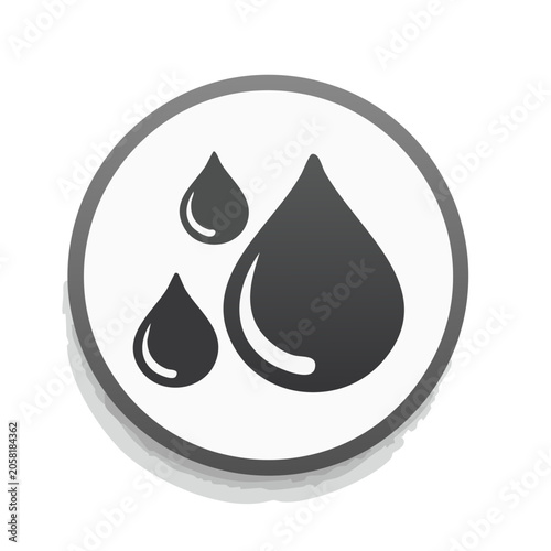 Water droplets icon in circular frame