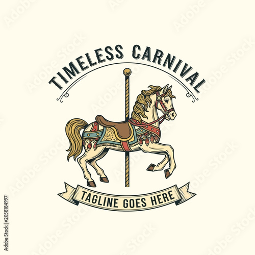 Φωτογραφία Classic fairground horse mascot ideal for vintage-themed amusement parks, circuses, and family entertainment center branding