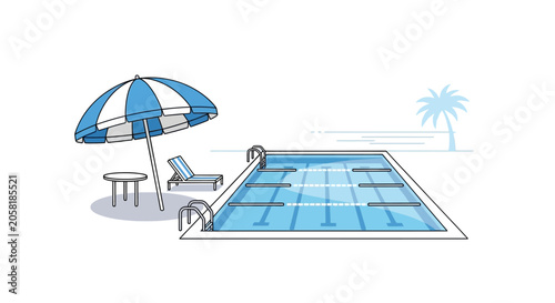 Fotografía Woman relaxing on swimming pool lounge.