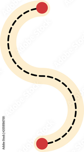 S-Shaped Path Graphic with Dashed Line and Red Endpoints