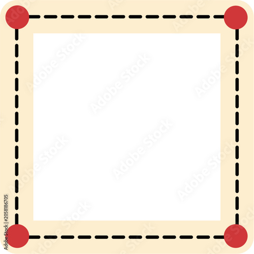 Square Frame With Stitched Border and Corner Dots