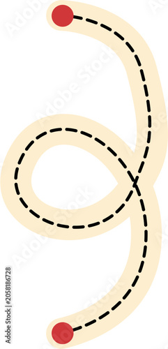 Minimalist Path or Route Line Graphic with Red Endpoints