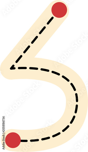 Number Five Tracing Worksheet Graphic for Preschool Education