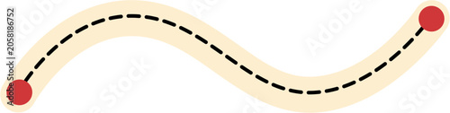 Curved Dashed Line Path Icon with End Points
