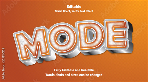 Mode text effect 3d vector typography design.