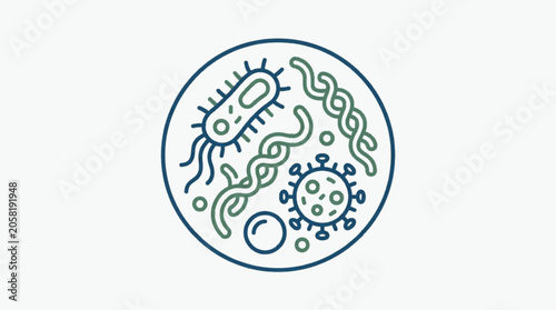 Konstfotografi Microscopic organisms and viruses in a petri dish illustration.