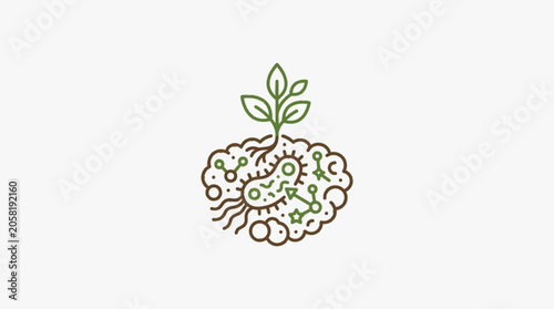 Tableau sur toile Microscopic life forms and plant sprout illustration.