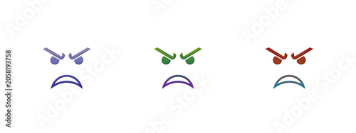 Fotografija Three colorful angry face icons with frowning expressions