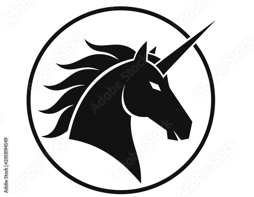Minimalist heraldic-style unicorn