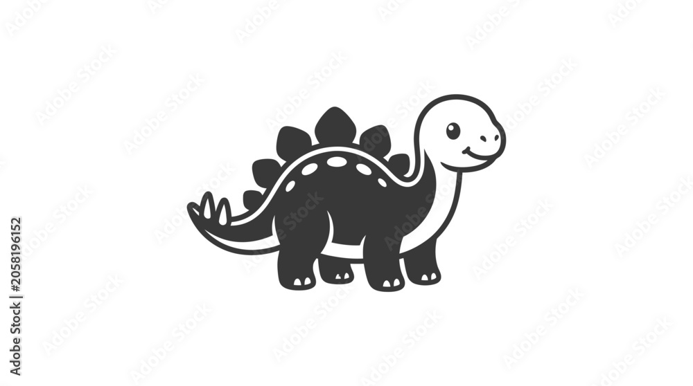 Naklejka premium Friendly dark stegosaurus character isolated for creative projects.