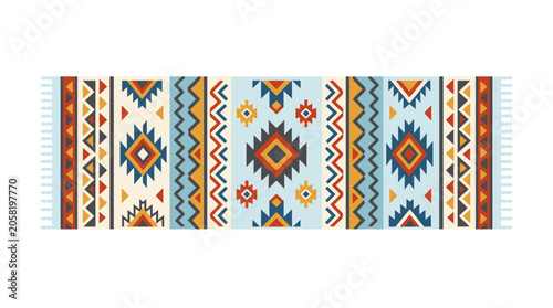 Bild auf Leinwand Colorful southwestern style rug with intricate geometric patterns and tribal motifs