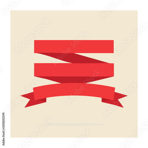 Red ribbon banner icon on beige background