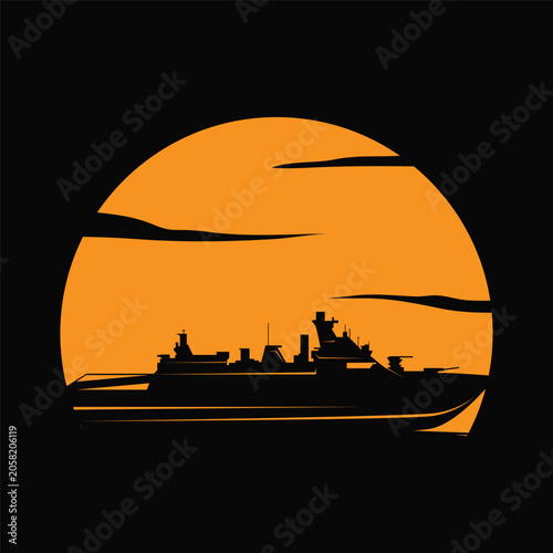 Canvastavla Ship Logo Design Illustration, Sailing Ship, Cargo Ship, Maritime Transportation