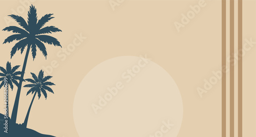 Palm Tree Sunset Background retro vector