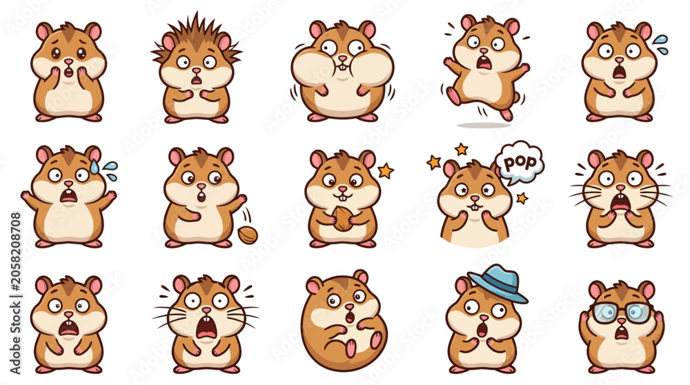Φωτογραφία Cute cartoon hamster emoticon faces.