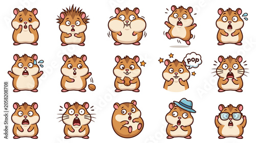 Fotografija Cute cartoon hamster emoticon faces.
