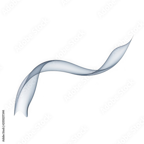 Transparent elegant flowing silver wave abstract element for modern digital design.