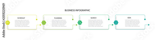 vector illustration of a set of infographic elements with 4 steps timeline, process, grow,