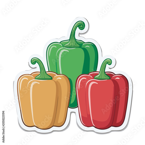 Colorful Bell Peppers Flat Illustration