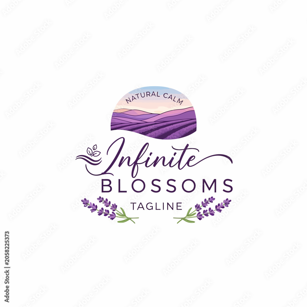 Fototapeta premium Calming and natural botanical identity perfect for aromatherapy brands, lavender farms, or wellness retreats looking for a peaceful and aromatic aesthetic.