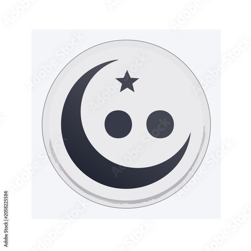 Minimalist smiley face moon icon with star