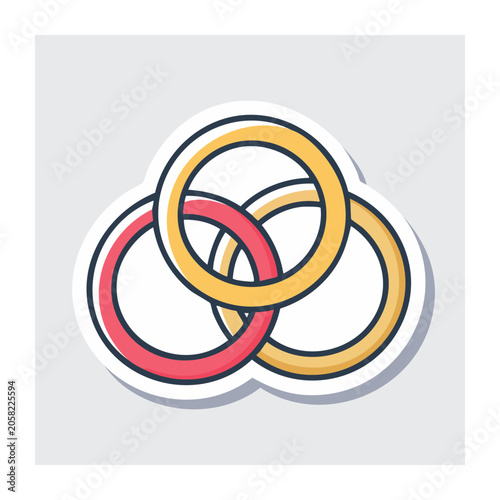 Interlocking Rings Icon in Flat Design