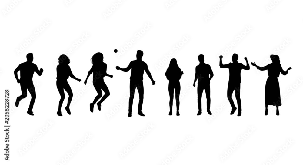 Obraz premium Black silhouettes of people dancing
