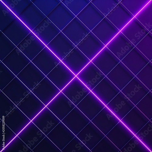 A dark grid background with neon purple lines