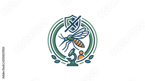 Vector Icon of Mosquito and Microscope Disease Research Concept