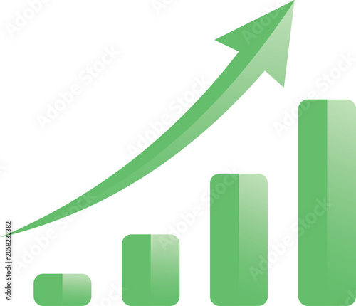 Business Growth Concept with Rising Green Bar Chart and Upward Arrow