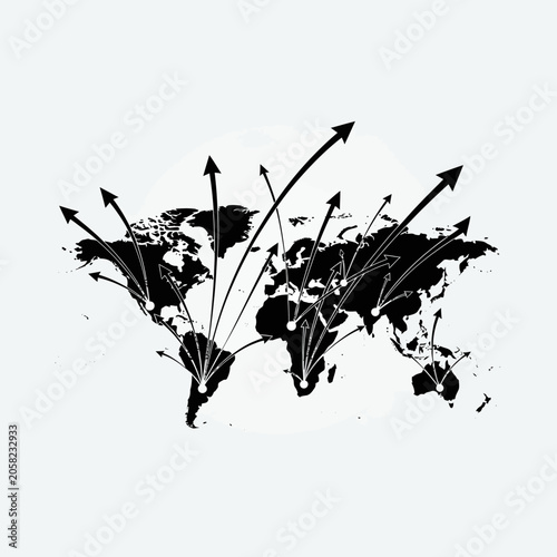 Global export and business expansion with directional arrows business expansion strategy logistics development direction international marketing commerce shipping