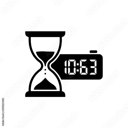 Deadline urgency concept featuring hourglass and digital clock display hourglass deadline management countdown pressure business schedule measurement isolated duration