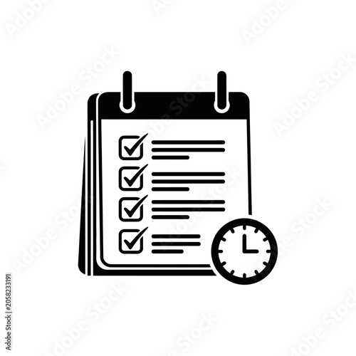 Project schedule planning icon with calendar checklist and clock calendar schedule checklist planning management deadline business organization tracking efficiency