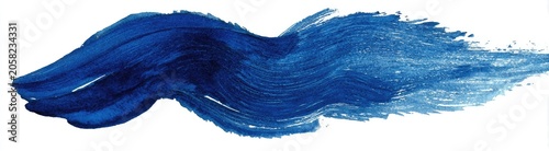 Bold blue brushstroke with visible texture, widening and fading to light blue