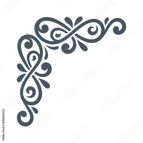 Elegant Decorative Floral Corner Swirl Design Element