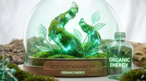 Glowing Botanical Plants in Glass Jars with Organic Energy Concept Illustration