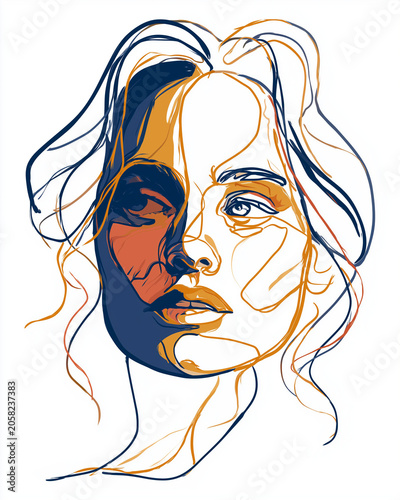 Minimalist Continuous Line Portrait of a Woman