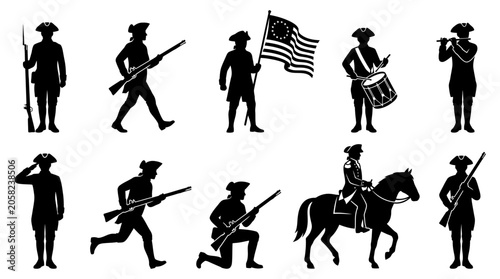 American Revolutionary War Soldier Silhouettes.