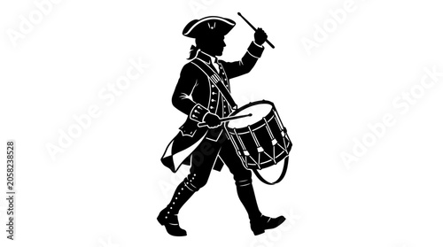 Drummer in Colonial Style Uniform.